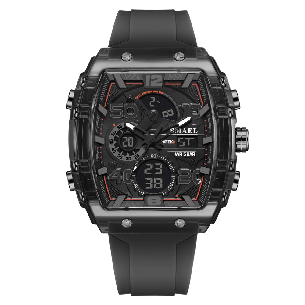 SMAEL 8109 Digital Watch Men Outdoor Sport 5ATM Waterproof LCD Electronic Male Quartz Watches for Men's Chronograph Wristwatch