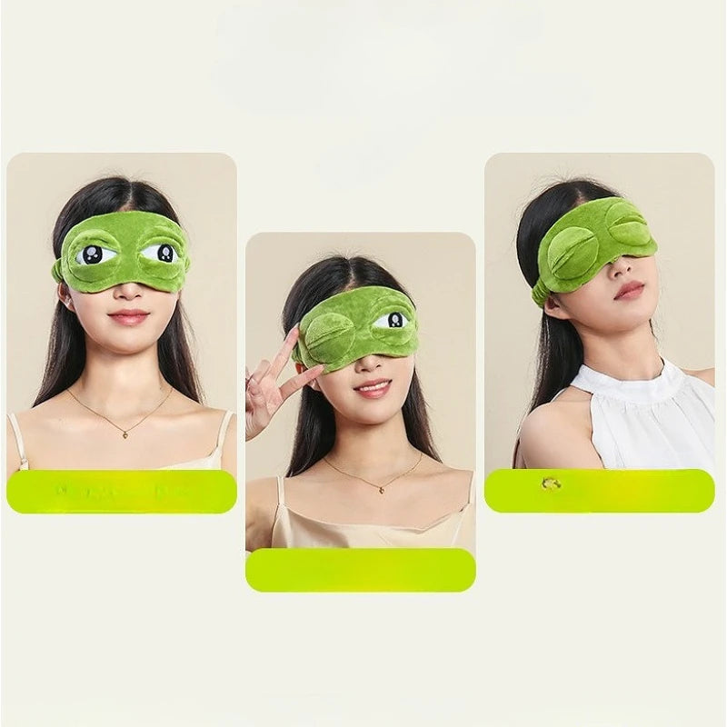 3D Sad Frog Sleep Mask Natural Sleeping Eyeshade Cover Shade Eye Patch Women Men Soft Portable Blindfold Travel Eyepatch