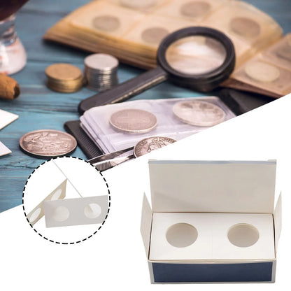1 Set Coin Storage Stamp Holder Square Cardboard Case Coin Album Collection Coin Holders Flip Clip Coin Capsules Cover Storage