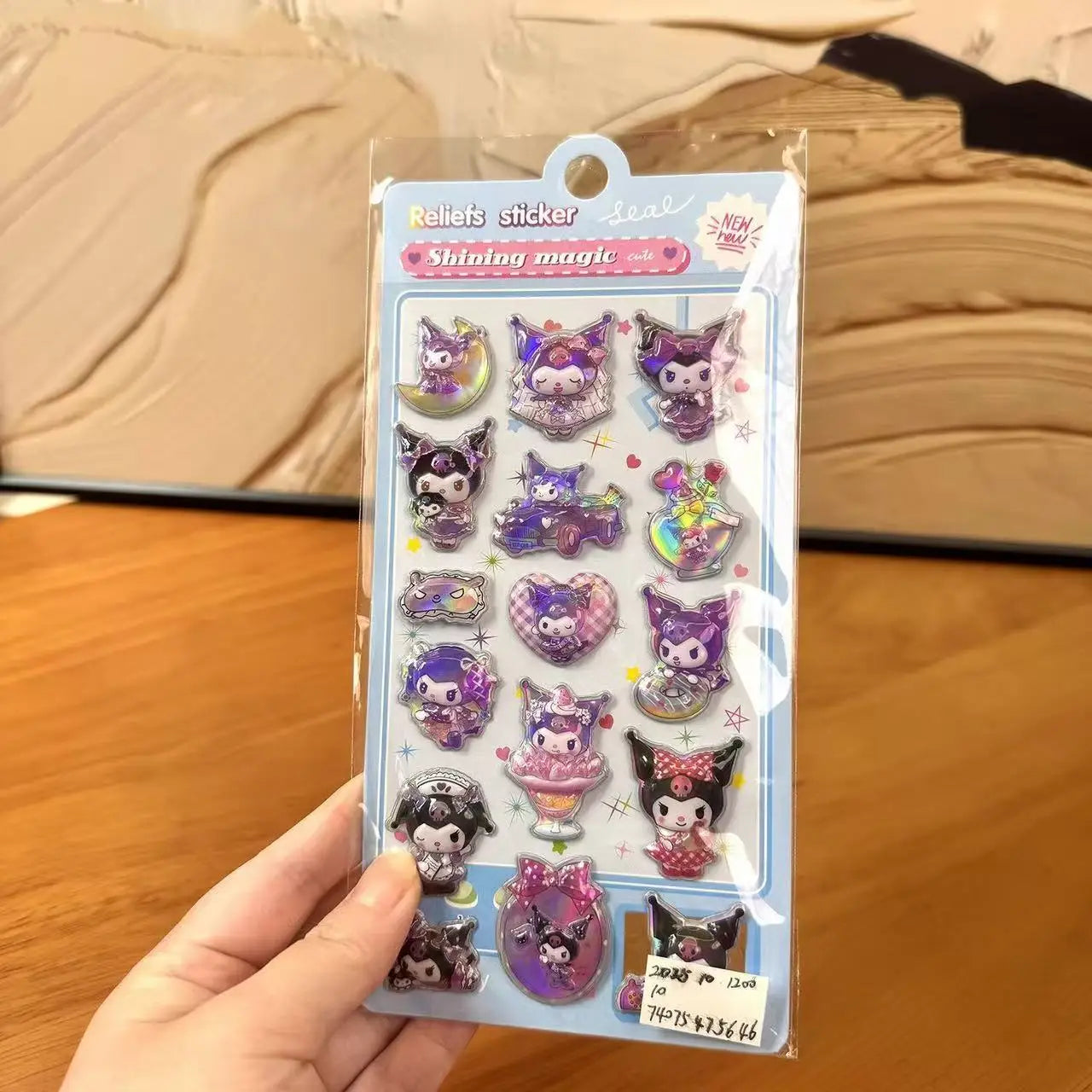 Kawaii Kuromi Cinnamoroll Melody 3D Embossed Double Layer Bubble Holographic Sticker for Scrapbook Phone Sticker ボンボン ドロップシール