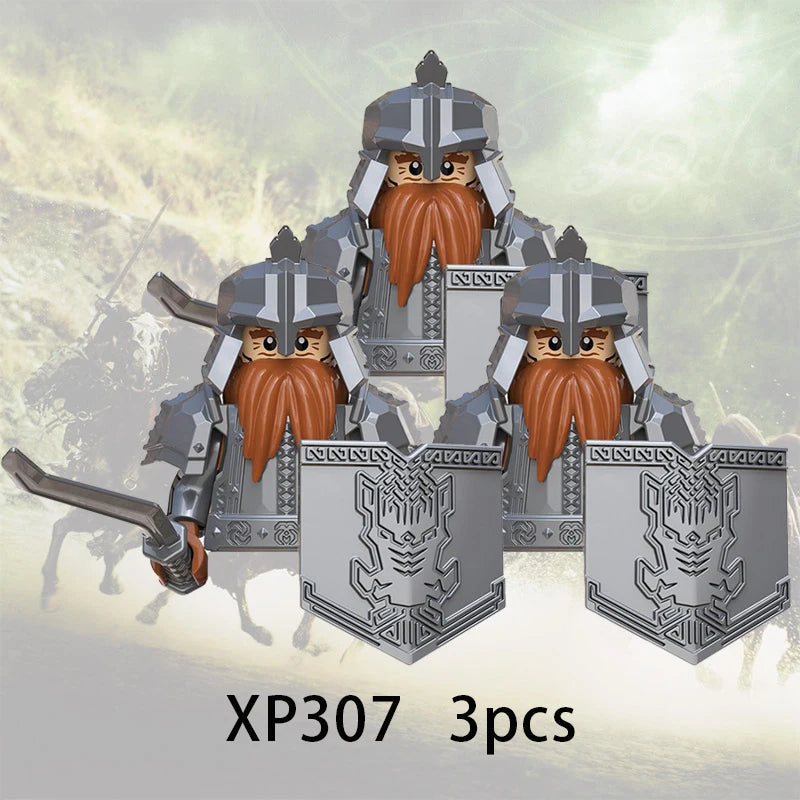 3pcs Lord Rings Elves Orcs Army Dwarf Rohan Mini Action Toy Figures Building Blocks Assembly Toys for Kids Birthday Gift