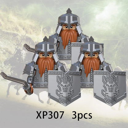 3pcs Lord Rings Elves Orcs Army Dwarf Rohan Mini Action Toy Figures Building Blocks Assembly Toys for Kids Birthday Gift