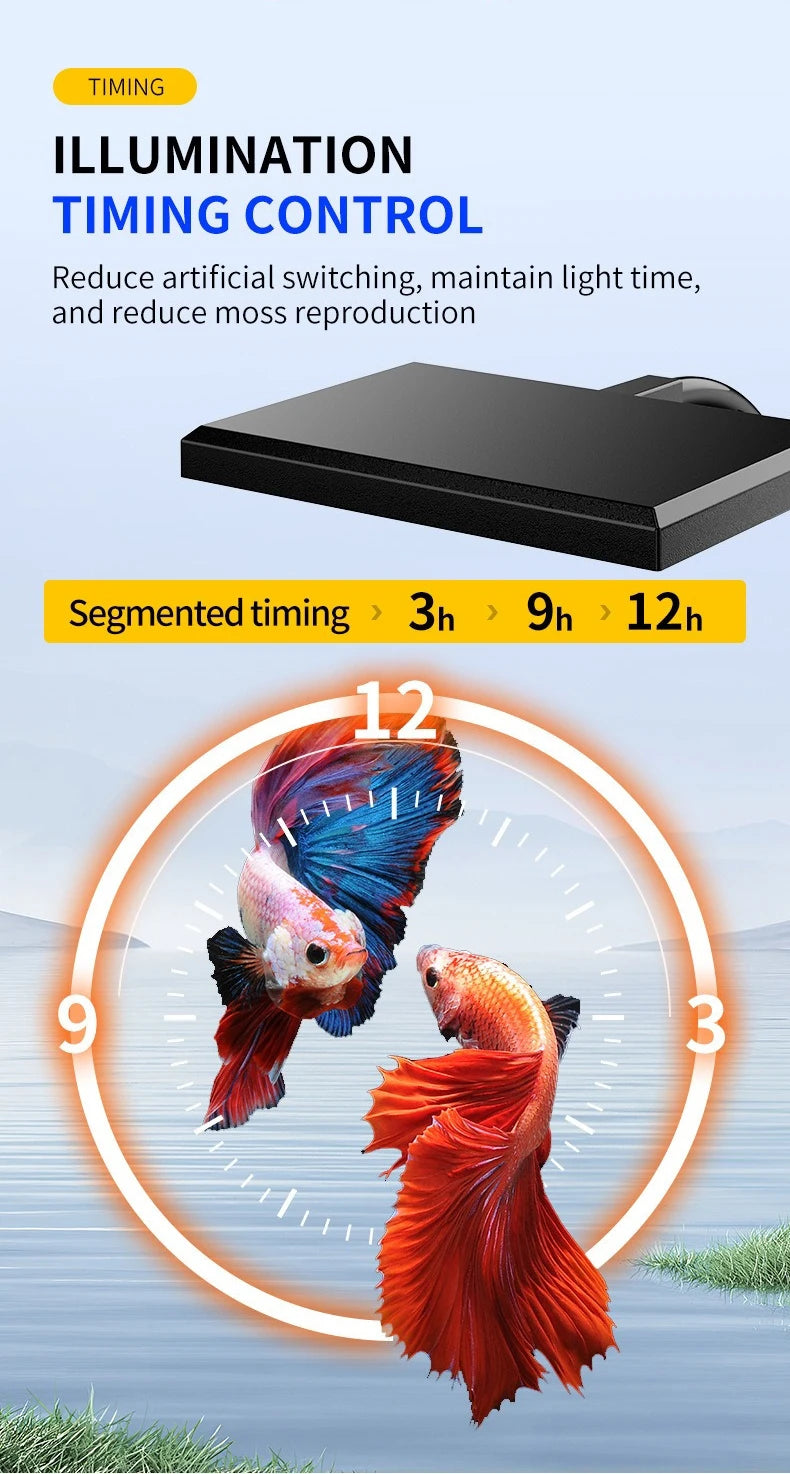 USB Aquarium LED Light Full Spectrum Aquatic Plant Grow Lamp Fish Tank Adjustable Brightness Dimmable Timed 360° Rotatable Light