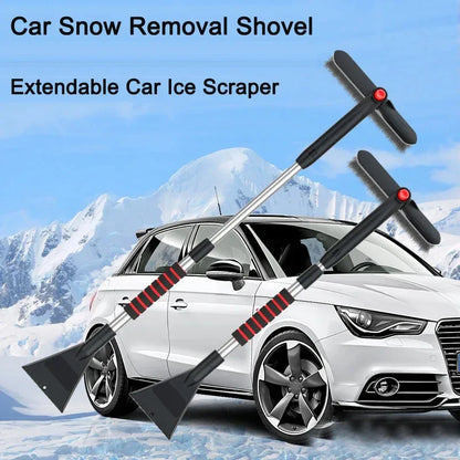 Winter Car Cleaner Extendable Snow Shovel Ice Scraper Brush Detachable Windshield Tool