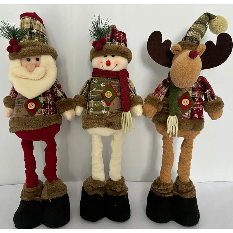 Christmas Tree Retro Snowflake Checkered Fabric Stretch Doll Hotel Shopping Mall Decoration and Decoration gifts for kids 2025