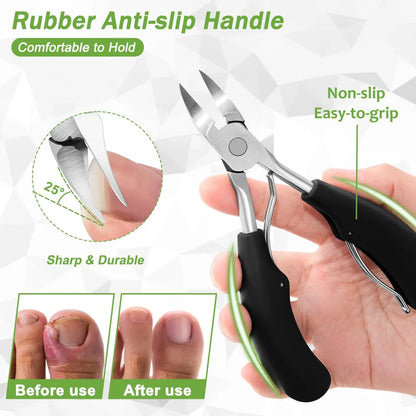 Heavy Duty Toenail Clippers Kit for Thick Toenails Seniors Toe Nail Clippers Upgrade Angled Head Ingrown Large Toe Nail Clippers