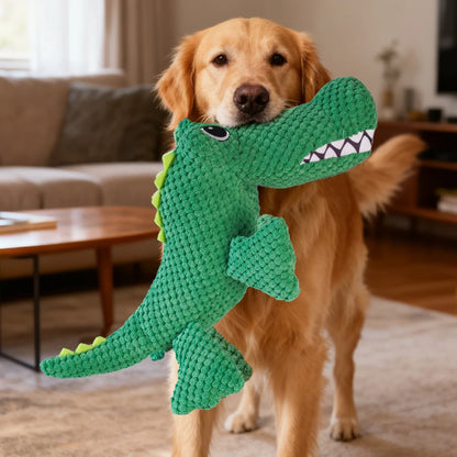 Pet Chew-Resistant Plush Interactive Toy with Sound, Dinosaur Shape, Crocodile, Suitable for Large, Medium, and Small Pets Like Cats and Dogs, Double-Layer Fabric, Built-In Airbag