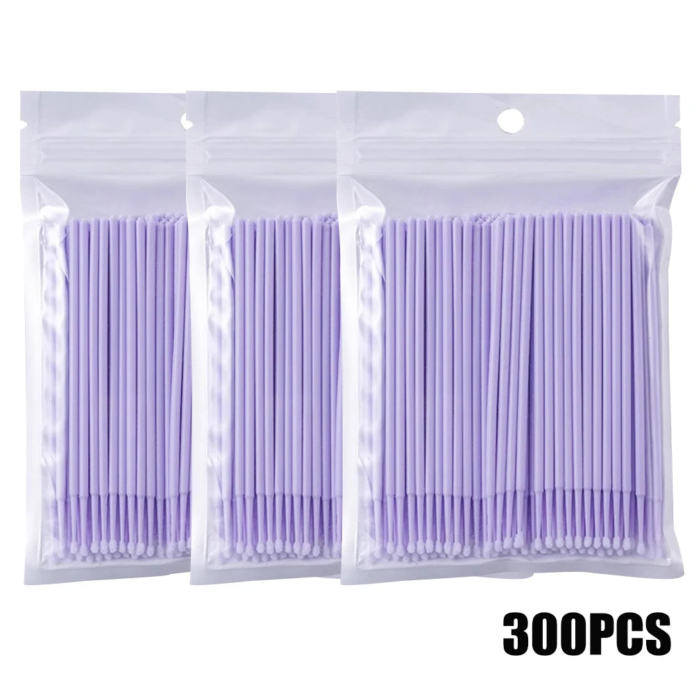 300/2000pcs Cotton Swabs MicroBrush Eyelash Extension Brushes For Makeup Nail Art Individua Applicator Lash Clean Removing Tool
