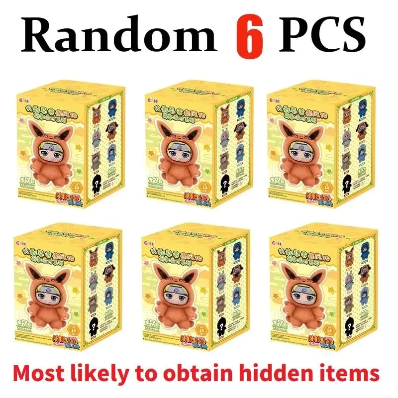 Bandai EAKI Naruto Blind Box Shippuden Party Series Uzumaki Stuffed Plush Bag Pendant Ornament Doll Toy Collection Birthday Gift