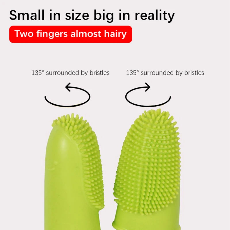 Dual Finger Set Pet Toothbrush Oral Cleaning Dog Flexible Durable Suppleness Toothbrush Safe Non-toxic Easy Clean Pet Products