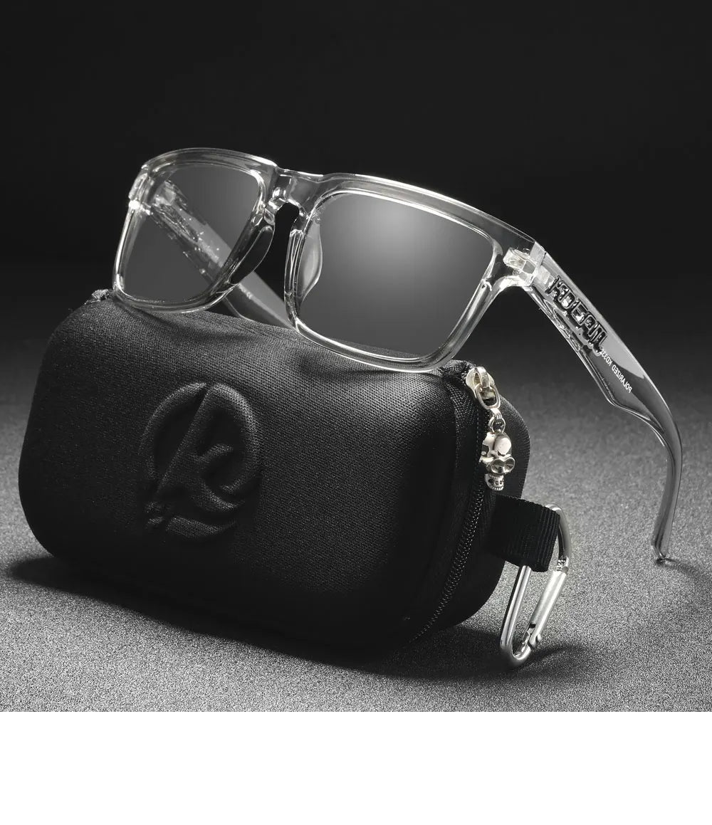 KDEAM Men's Polarized Sunglasses Square Casual Outdoors Sun Glasses Women Unisex Sunglass For Couple With Zipper Case