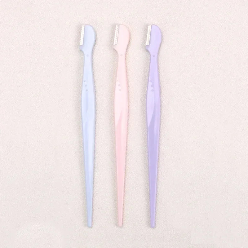 Karsyngirl 2/3/5Pcs Straight Handle Round Head Eyebrow Trimmer Beauty Tools Beginner Anti-scratch Eyebrow Trimmer Eyebrow Razor