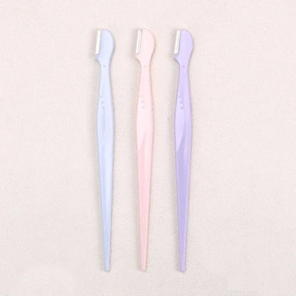 Karsyngirl 2/3/5Pcs Straight Handle Round Head Eyebrow Trimmer Beauty Tools Beginner Anti-scratch Eyebrow Trimmer Eyebrow Razor