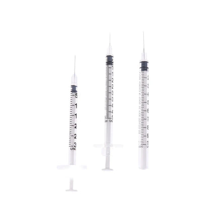 5Pcs 0.3/0.5/1ML Disposable Plastic Veterinary Syringe Orange Cap Sterile Insulin Syringe With Needles For Pet Farm Animal