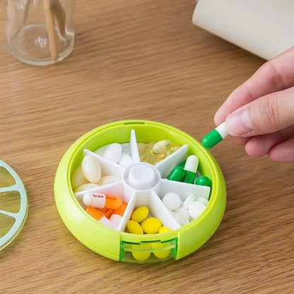 1pc Seven Grid round Box Sealed Medicine Packaging Box, One Week Medicine Storage Box, Carry Small Medicine Box with You