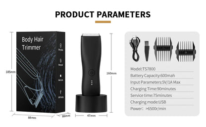 [IPX6] Men's Groin/Body Trimmer w/ SkinSafe - Foil Blades & Precision, Rechargeable Ball Shaver for Sensitive Skin