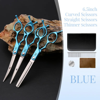 Fenice 6.5 Inch Professional Dog Grooming Scissors Set Kits Straight&Thinner&Curved Grooming Shears Tool Set tesoura wmark