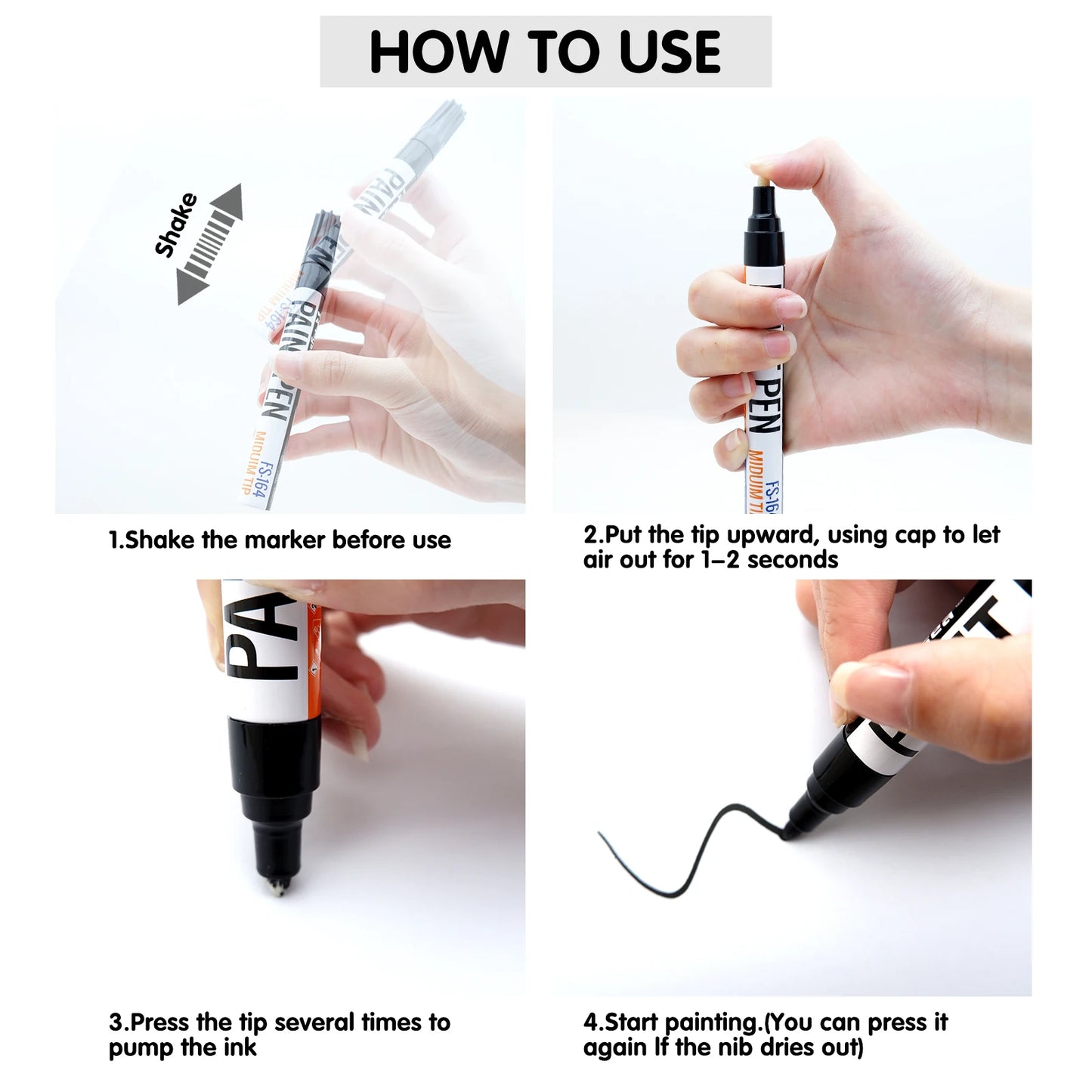 Black/White Oil Based Paint Pens, Permanent Marker for Metal, Wood, Canvas, Fabric, Plastic, Tire, Glass, Waterproof