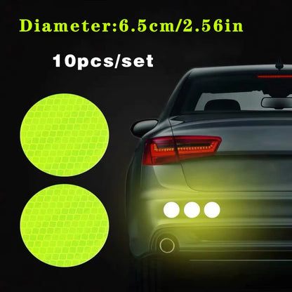 10pcs/set Car Bumper Reflective Safety Strip Stickers Car Circular Reflective Sticker Reflective Warning Safety Tape