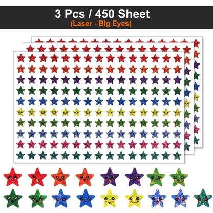 450-3000 Sheet Happy Face Stars Reward Sign Stickers Pack DIY Skateboard Suitcase Stationery Decals Decor Phone Laptop Gift Toys