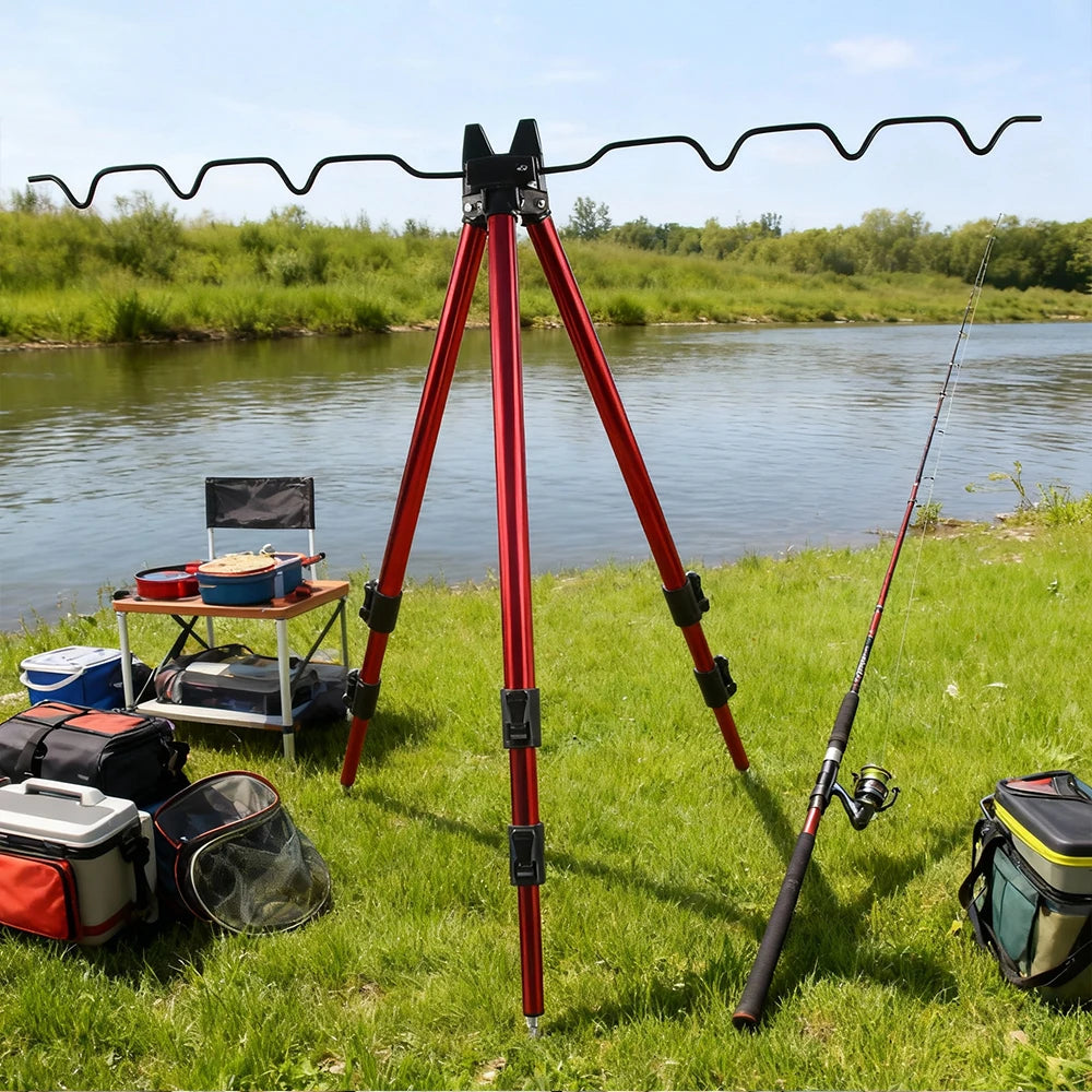 Telescopic Aluminum Alloy Fishing Rods Tripod Stand Holder for Telescopic And Hand-held Rods Durable Fishing Gear Accessory