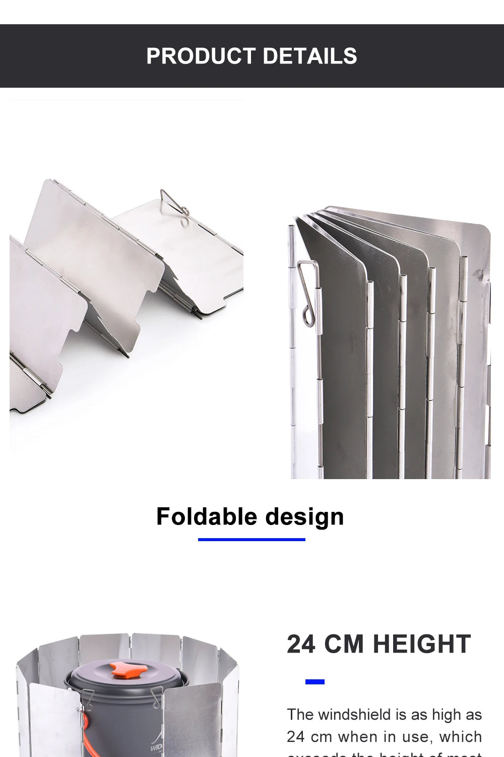 Widesea Portable Camping Wind Shield Aluminum Alloy Stainless Steel 9pcs Windproof Stove Screen with Storage Box for Outdoor Coo