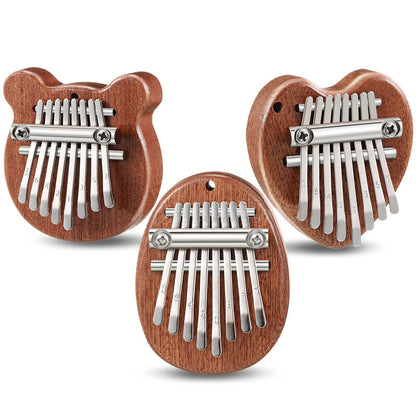 8 Keys Mini Kalimba Wooden Thumb Piano with Lanyard Finger Piano Musical Instrument Portable Exquisite Gift Set for Kids Adults