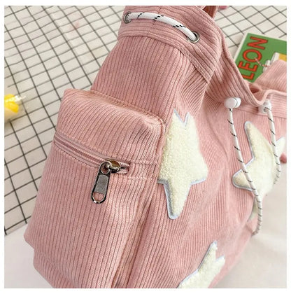 Niche Design Handbag Star Female Student Large Capacity Commuting Tote Corduroy Shoulder Crossbody Bag 2023 New