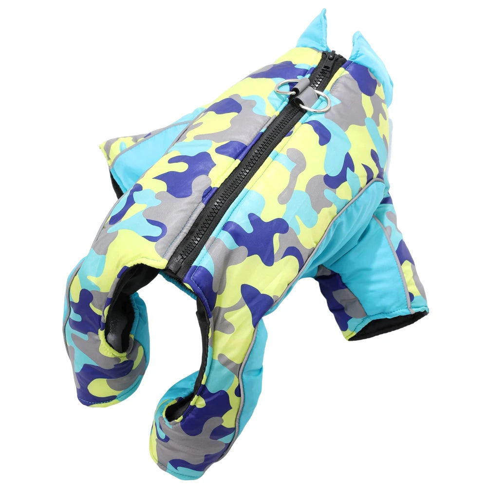 Warm Pet Clothes With D-ring Reflective Dog Jumpsuit For Small Medium Dogs Camouflage Puppy Coat For Winter Chihuahua Pug Jacket