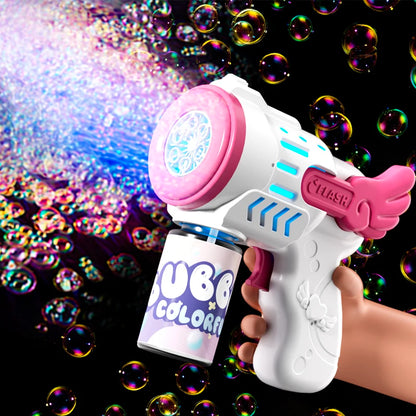 Fully Automatic Bubble Gun Rocket Bubbles Machine Automatic Blower with Bubble Liquid Toy for Kids Beach Outdoor Bubble Gifts