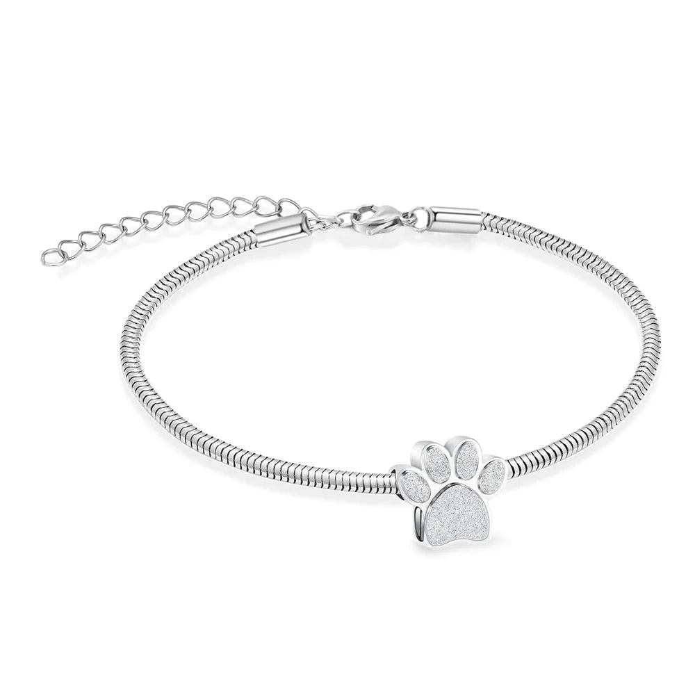 Cremation Jewelry Stainless Steel Adjustable Bangle Memorial Paw Print  Bracelets Ash Holder for Pet Keepsake Jewelry