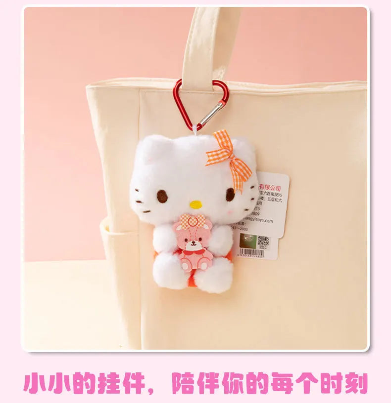 Genuine Sanrio Hello Kitty Kuromi Melody Pachacoo Cinnamoroll Stuffed Toy Pendant Cute Plush Toys Keyring Keychain Birthday Gift