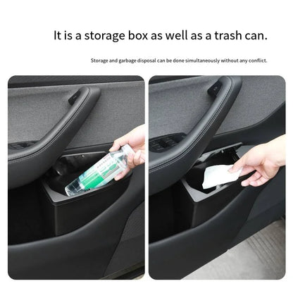 Suitable for Tesla Model Y Juniper door storage box multifunctional storage box car front door storage trash can