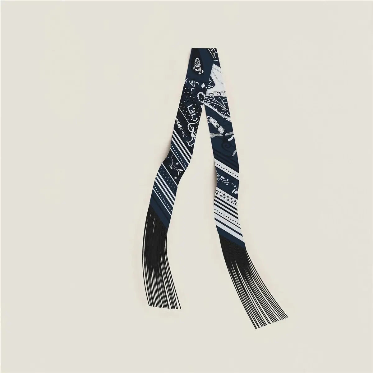 130x5cm Tassel Cashew Print Scarf Women's All-season Twill Silk Decorative Ribbon Multi-purpose Bag Hair Tie Belt Scarf