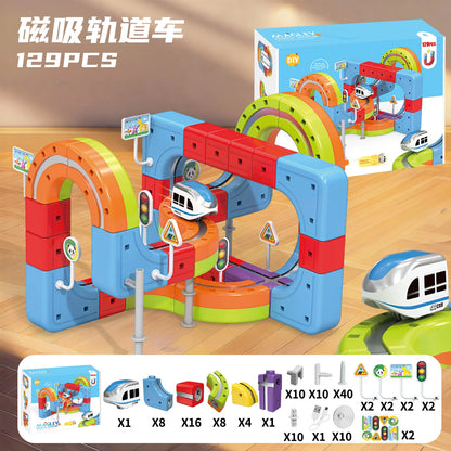 Sell Well Anti-Gravity Magnetic Attraction Track Train Changeable Magnetic Magic Rail Car Electric Train Toy