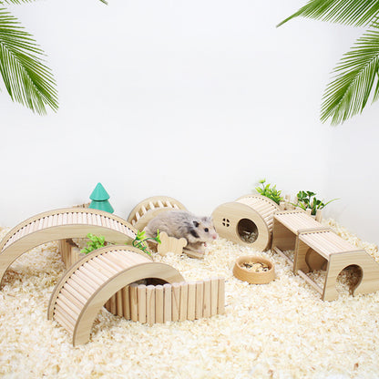 S/M/L Hamster Climbing Ladder Wooden Bridge for Guinea Pigs Rats Small Animals Toys Cage Decor Accessories Szczury Akcesoria