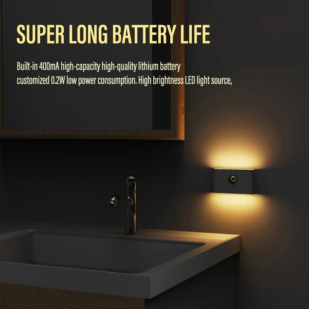 Mini LED Intelligent Sensor Night Light Wireless USB Rechargeable Motion Sensor Wall Light for Bedroom Corridor Cabinet Lighting
