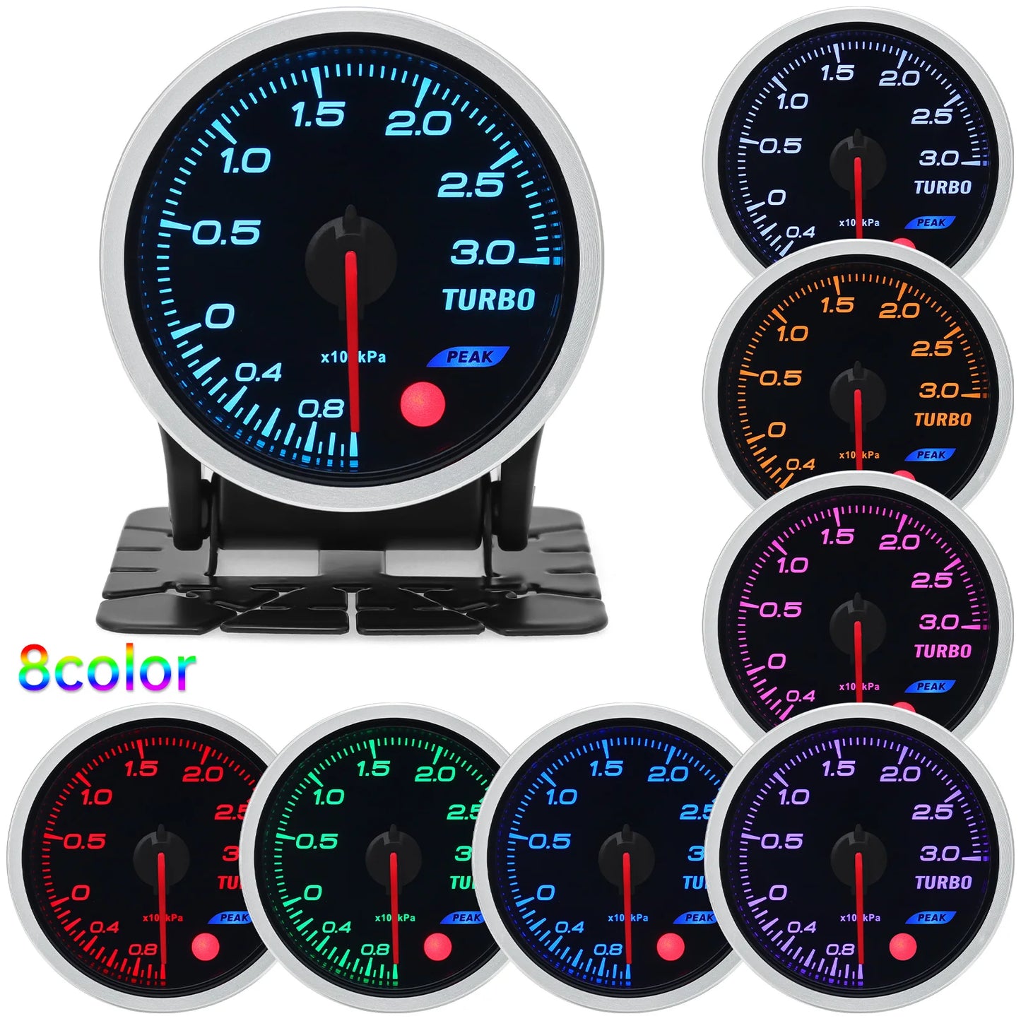 Universal Auto 12V 52mm 8 Color Racing Car Oil Pressure Water Oil Temp EGT Exhaust Temp Turbo Boost Tachometer Gauge Meter