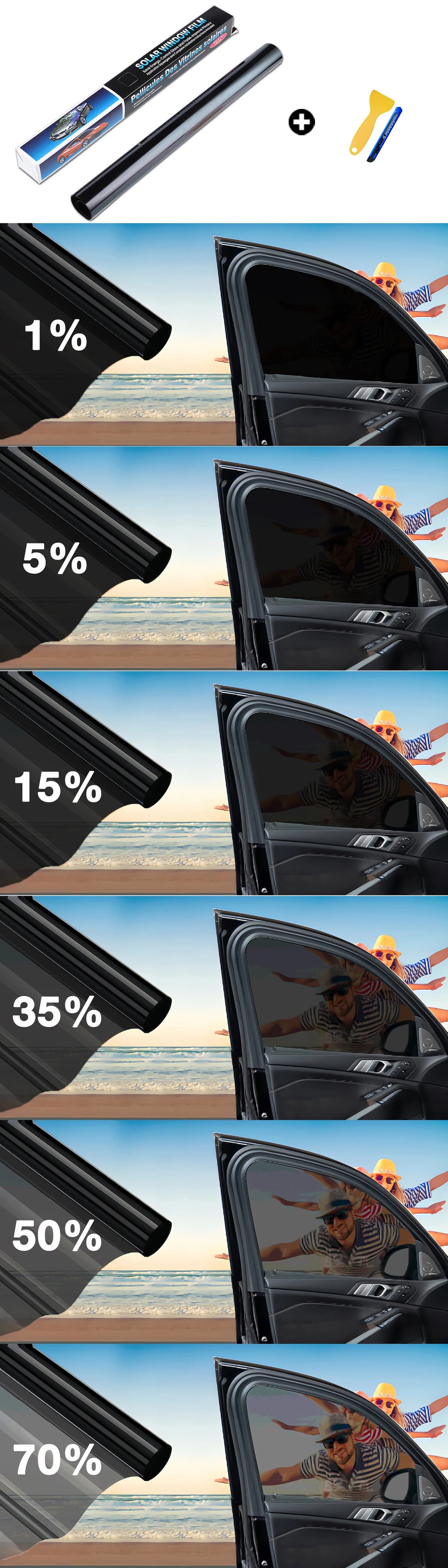50cmx3/10m Car Window Tint Film Privacy Vinyl Foils Sunshade Stickers Windows Cover Protector Glass UV Sun For Cars Solar Shade