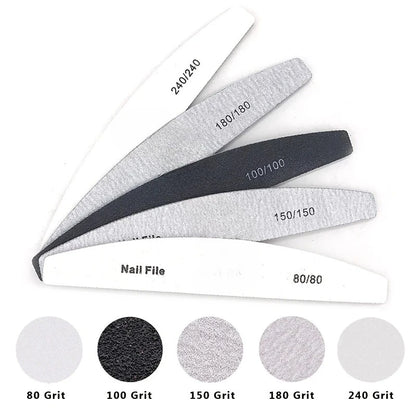5/25Pcs/Lot Nail File Mix Color 80/100/150/180/240 Grit Professional Sandpaper Cuticle Remover Buffer Files Manicure Tool Set