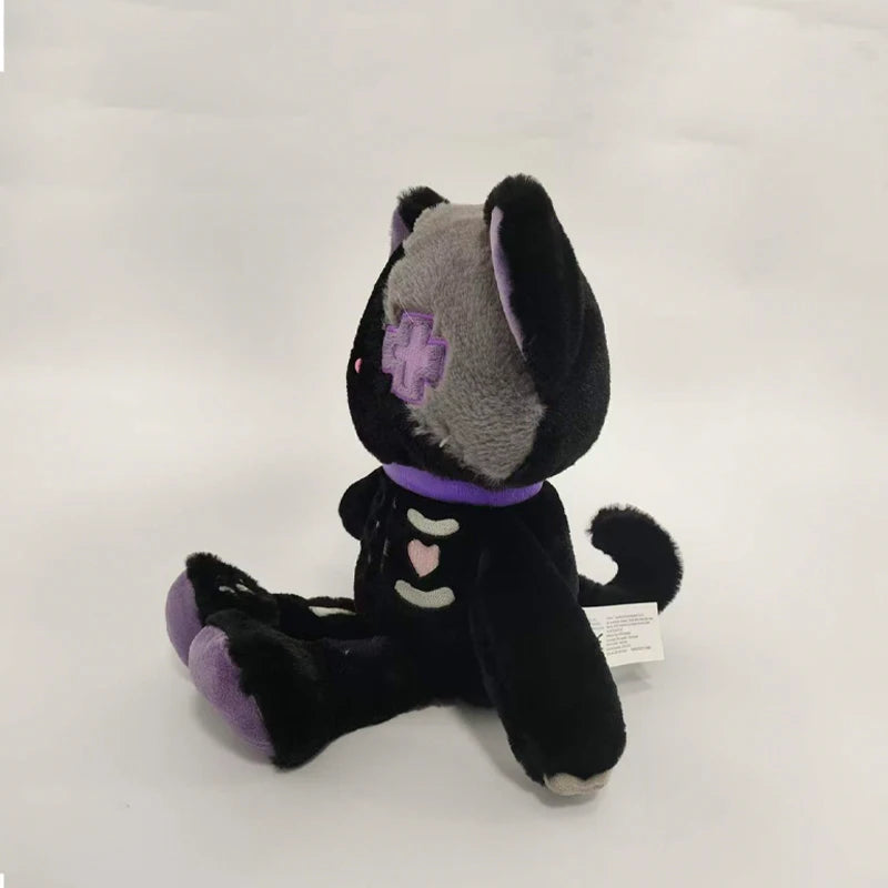 35cm Kawaii Black Serie Skeleton Cat Soft Plush Toy Creative Stuffed Animal Fluffly Gothic Skull Kitten for Kids Halloween Gifts