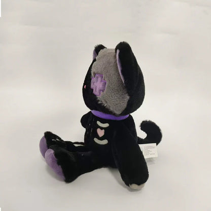 35cm Kawaii Black Serie Skeleton Cat Soft Plush Toy Creative Stuffed Animal Fluffly Gothic Skull Kitten for Kids Halloween Gifts