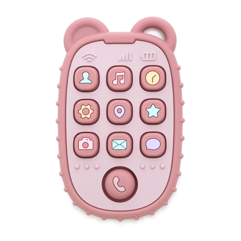 New Baby Teether Mobile Phone Shape Silicone Teether Teething Toy Kids Sensory Educational Toy Baby Gift Set