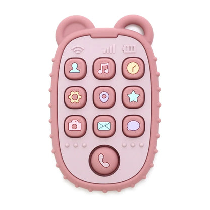 New Baby Teether Mobile Phone Shape Silicone Teether Teething Toy Kids Sensory Educational Toy Baby Gift Set