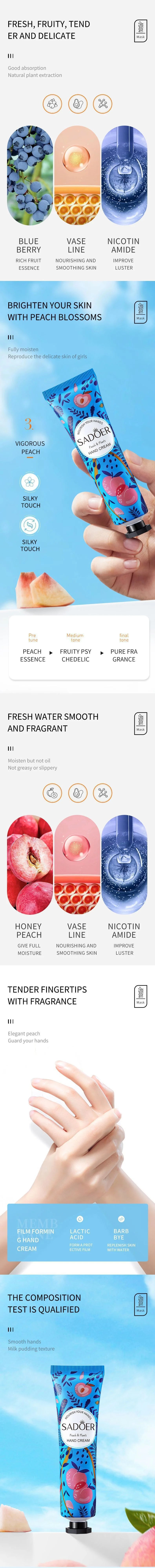 5Pcs/Pack Fruit Plant Fragrance Hand Cream Sets Moisturizing Lasting Repair Anti Dry Hand Lotion Sets Hands Skin Care Products