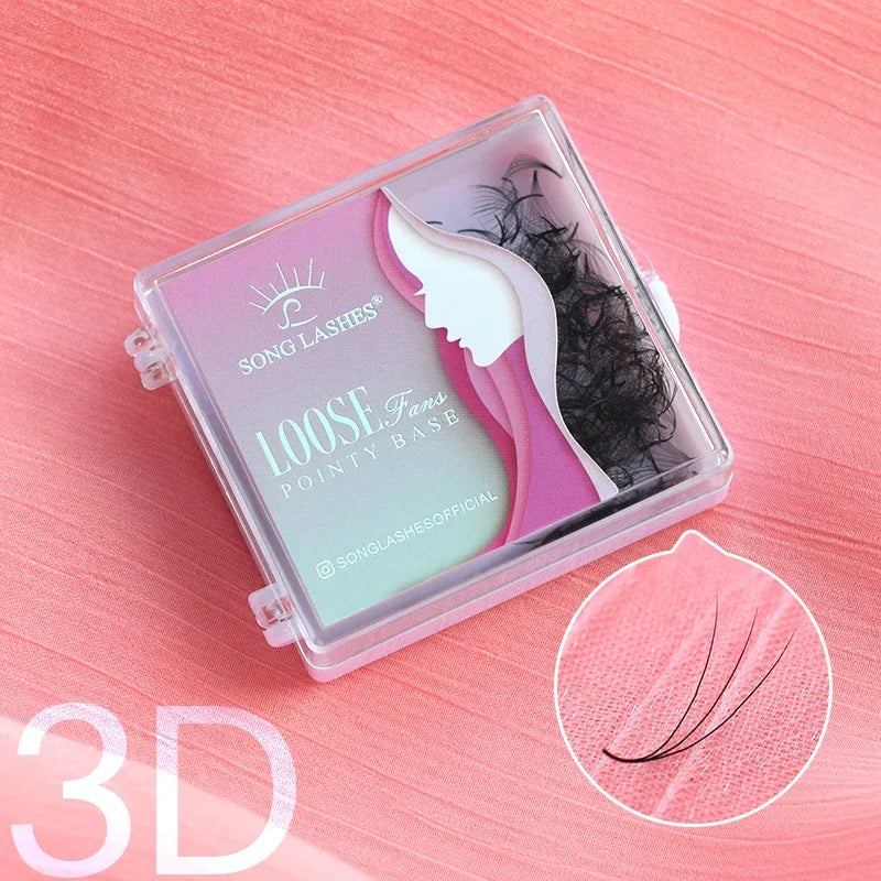 SONG LASHE 3D-5D 07/10 Thickness Narrow  Pointy Base Loose Fans Thin Stem Volume Lash Cluster Professional Eyelash Extensions