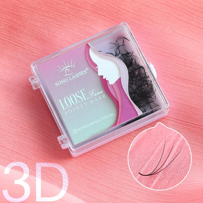 SONG LASHE 3D-5D 07/10 Thickness Narrow  Pointy Base Loose Fans Thin Stem Volume Lash Cluster Professional Eyelash Extensions
