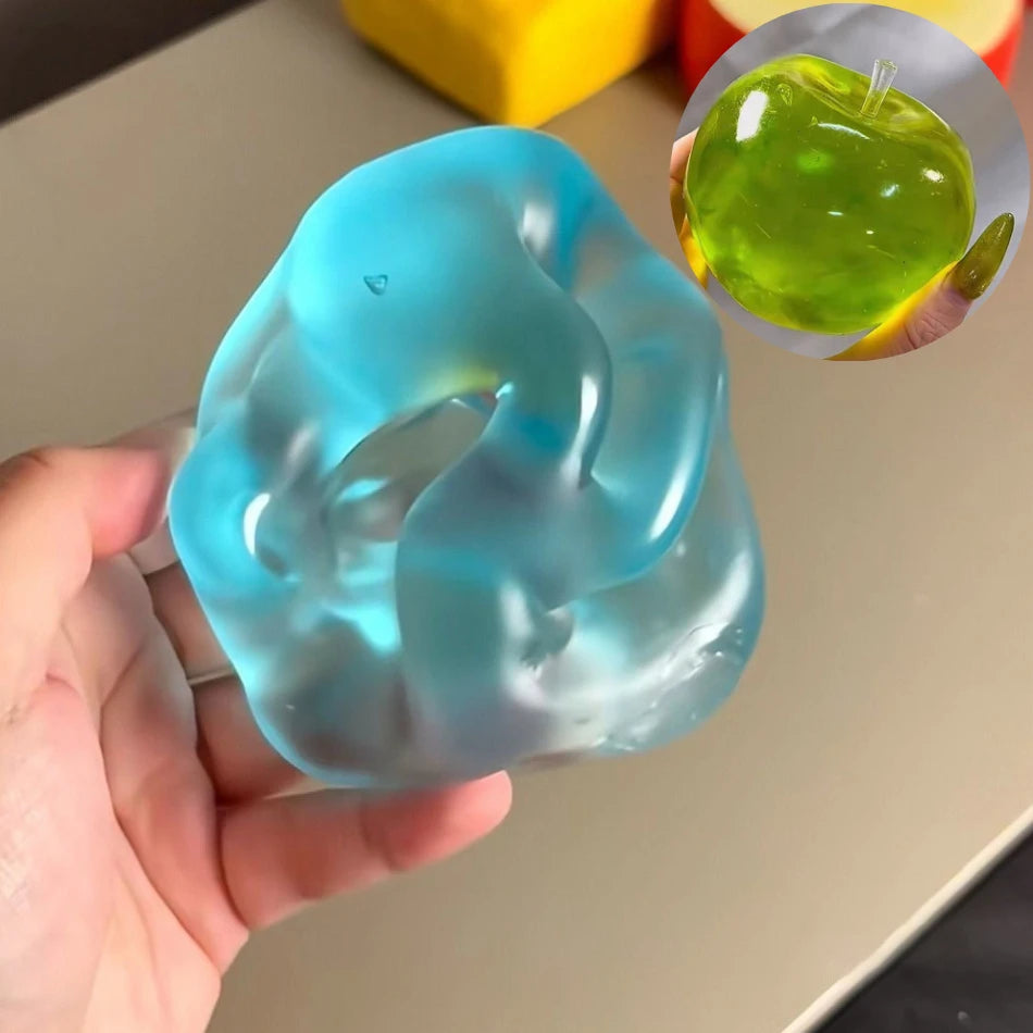 Squishy Green Apple Stress Ball Soft Fidget Sensory Toy for ADHD Autism Slow Rebound Squeeze Toy for Adults Funny Christmas Gift