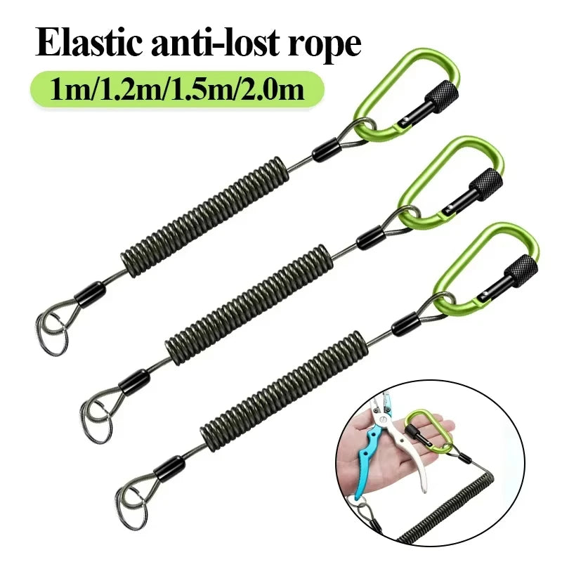 Durable Anti-Lost Lanyard 1/1.2/1.5/2.0m Telescopic Elastic Retention Rope Safety Spring Lanyard Rope Key Ring Chain Accessories