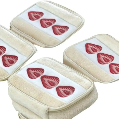 Cute Embroidered Strawberry Pencil Case Portable Stationery Pen Box Multi Functional Large Capacity Makeup Bag Storage Bag